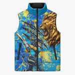 Saint Lucia Cricket Sleeveless Puffer Jacket Kings Lion Unstoppable Mascot Art