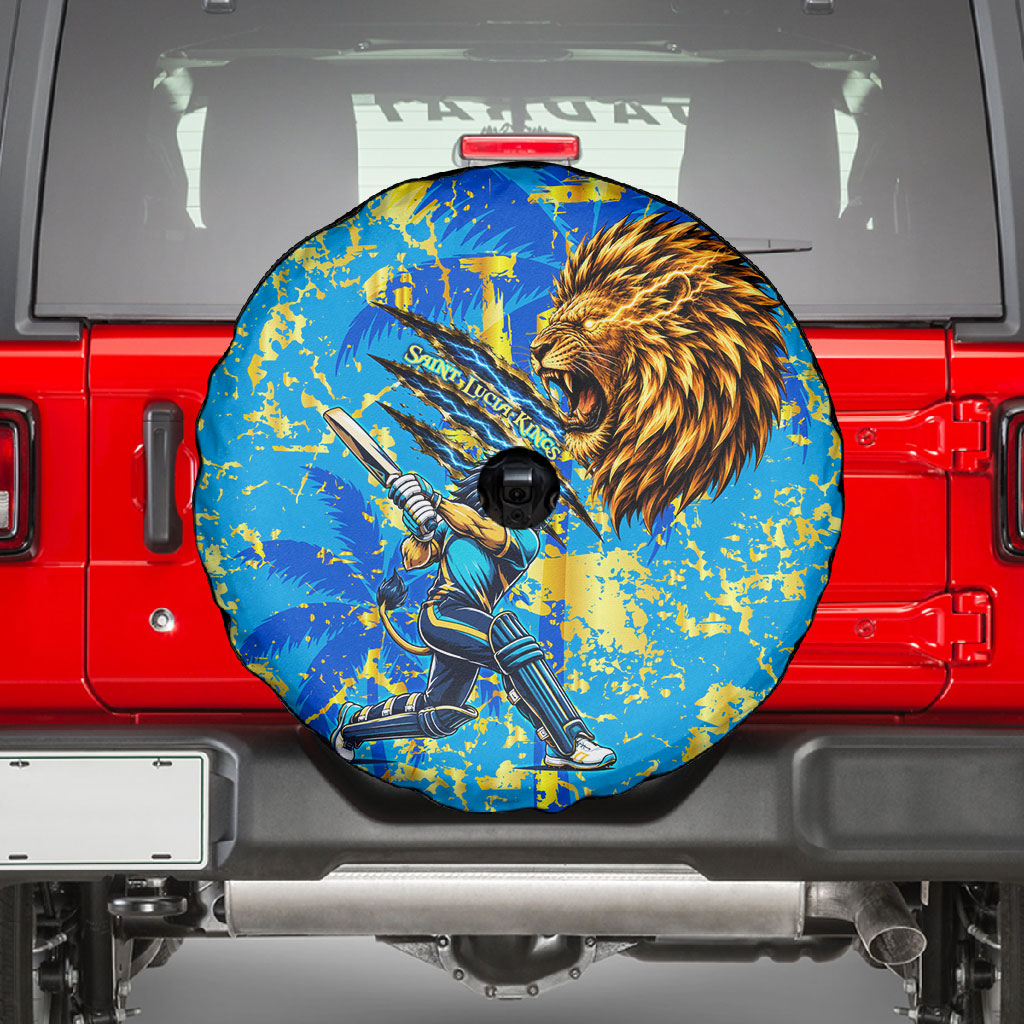 Saint Lucia Cricket Spare Tire Cover Kings Lion Unstoppable Mascot Art