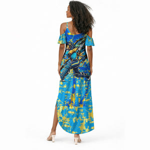 Saint Lucia Cricket Summer Maxi Dress Kings Lion Unstoppable Mascot Art