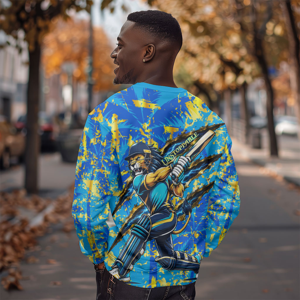 Saint Lucia Cricket Sweatshirt Kings Lion Unstoppable Mascot Art
