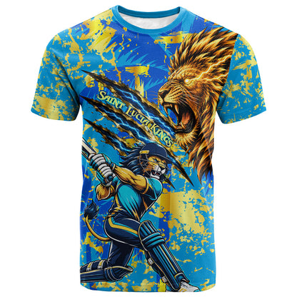 Saint Lucia Cricket T shirt Kings Lion Unstoppable Mascot Art