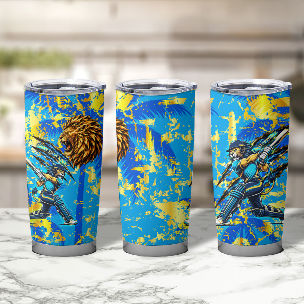 Saint Lucia Cricket Tumbler Cup Kings Lion Unstoppable Mascot Art