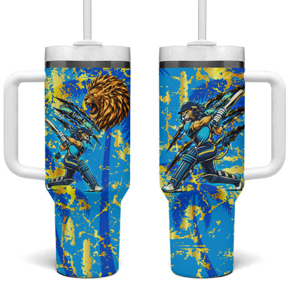 Saint Lucia Cricket Tumbler With Handle Kings Lion Unstoppable Mascot Art