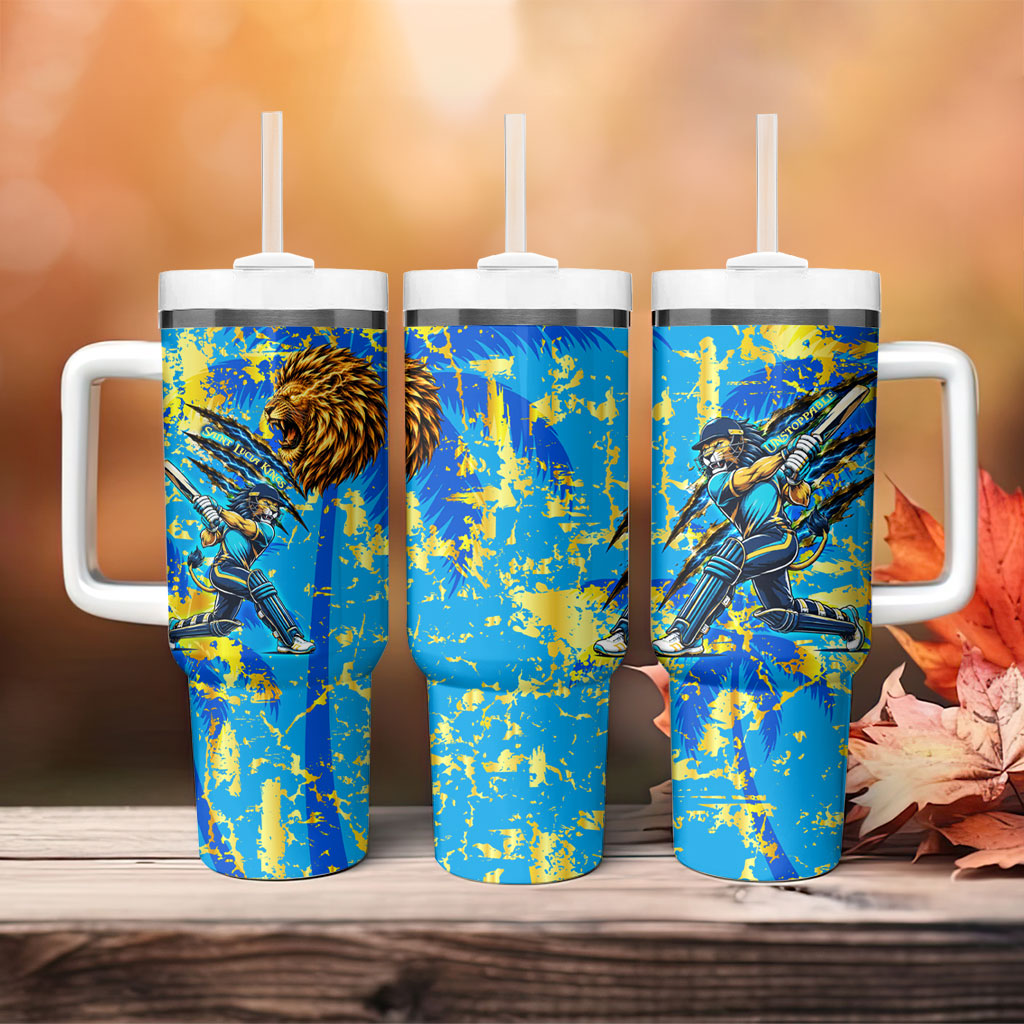 Saint Lucia Cricket Tumbler With Handle Kings Lion Unstoppable Mascot Art