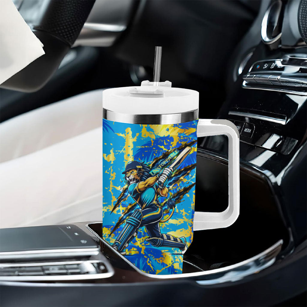 Saint Lucia Cricket Tumbler With Handle Kings Lion Unstoppable Mascot Art