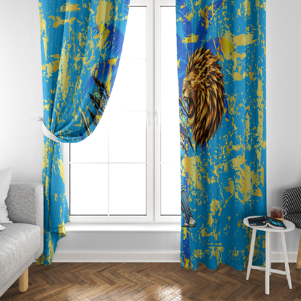 Saint Lucia Cricket Window Curtain Kings Lion Unstoppable Mascot Art