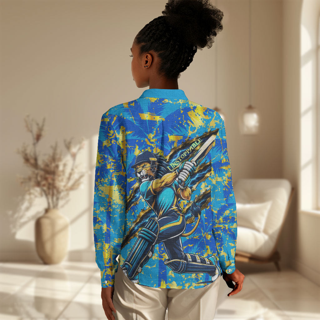 Saint Lucia Cricket Women Casual Shirt Kings Lion Unstoppable Mascot Art