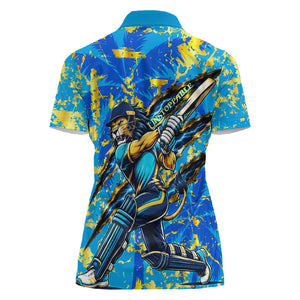 Saint Lucia Cricket Women Polo Shirt Kings Lion Unstoppable Mascot Art