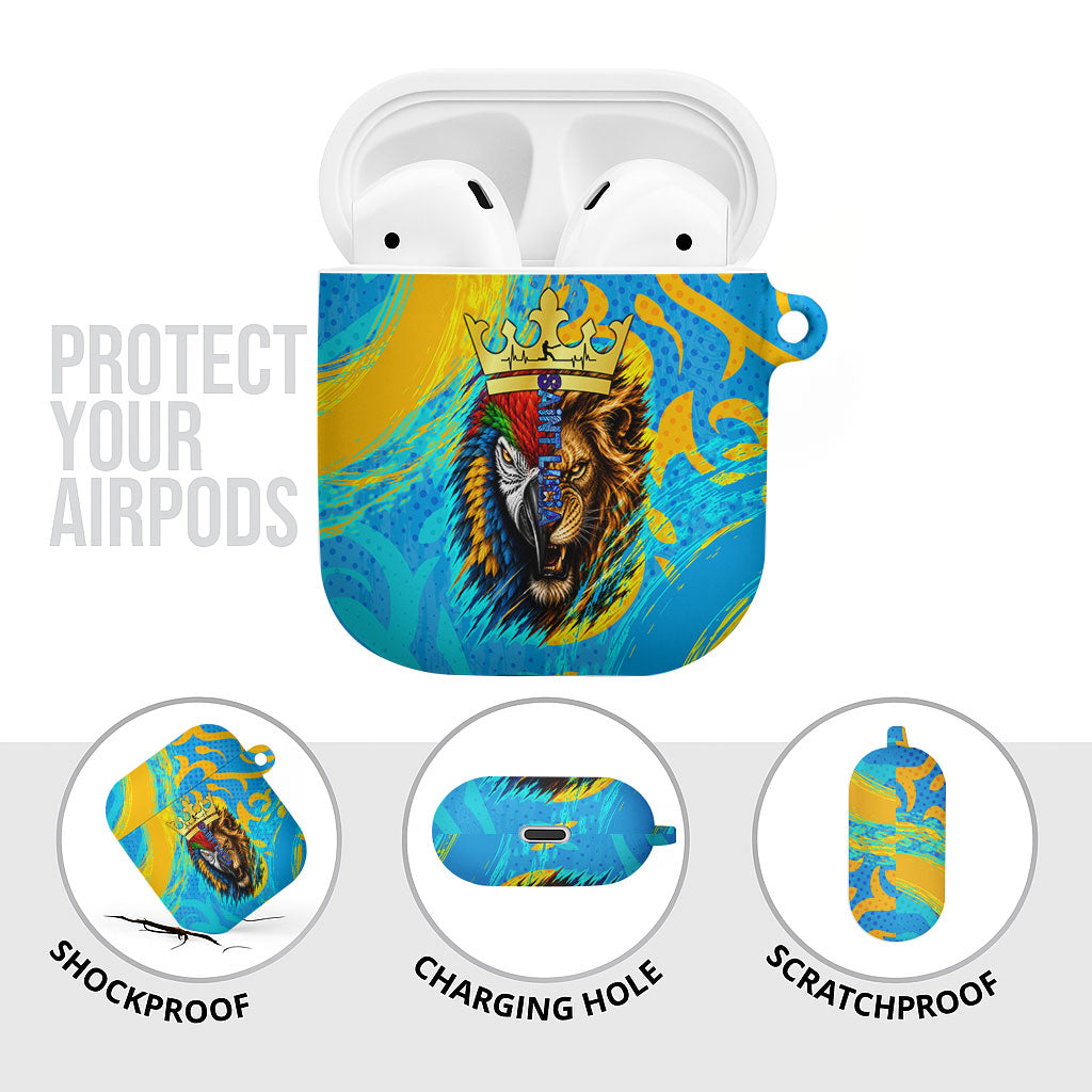 Saint Lucia Kings Cricket AirPods Case Crowned Lion And Parrot Half Style