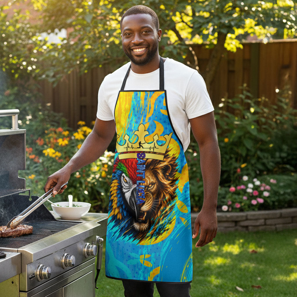 Saint Lucia Kings Cricket Apron Crowned Lion And Parrot Half Style