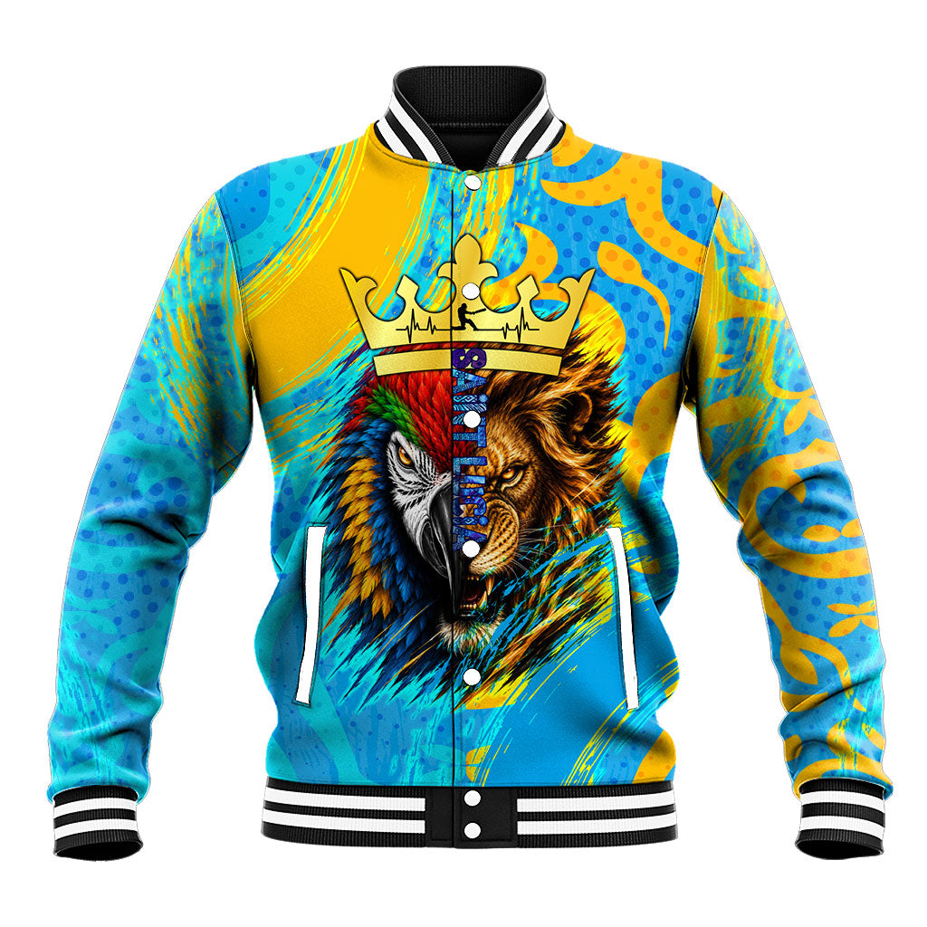 Saint Lucia Kings Cricket Baseball Jacket Crowned Lion And Parrot Half Style
