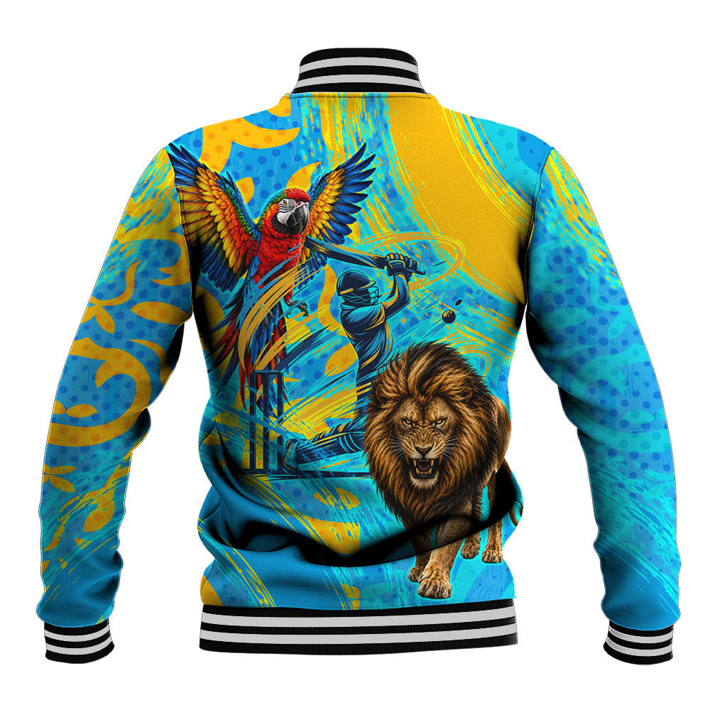 Saint Lucia Kings Cricket Baseball Jacket Crowned Lion And Parrot Half Style