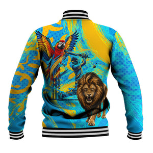 Saint Lucia Kings Cricket Baseball Jacket Crowned Lion And Parrot Half Style