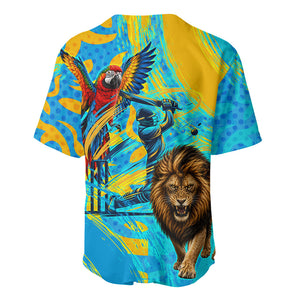 Saint Lucia Kings Cricket Baseball Jersey Crowned Lion And Parrot Half Style
