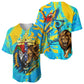 Saint Lucia Kings Cricket Baseball Jersey Crowned Lion And Parrot Half Style