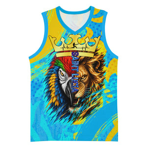 Saint Lucia Kings Cricket Basketball Jersey Crowned Lion And Parrot Half Style