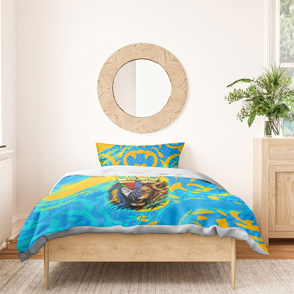 Saint Lucia Kings Cricket Bedding Set Crowned Lion And Parrot Half Style