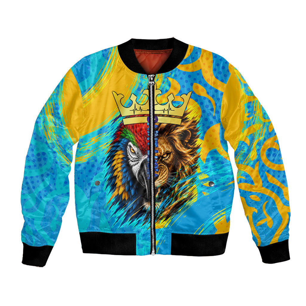 Saint Lucia Kings Cricket Bomber Jacket Crowned Lion And Parrot Half Style