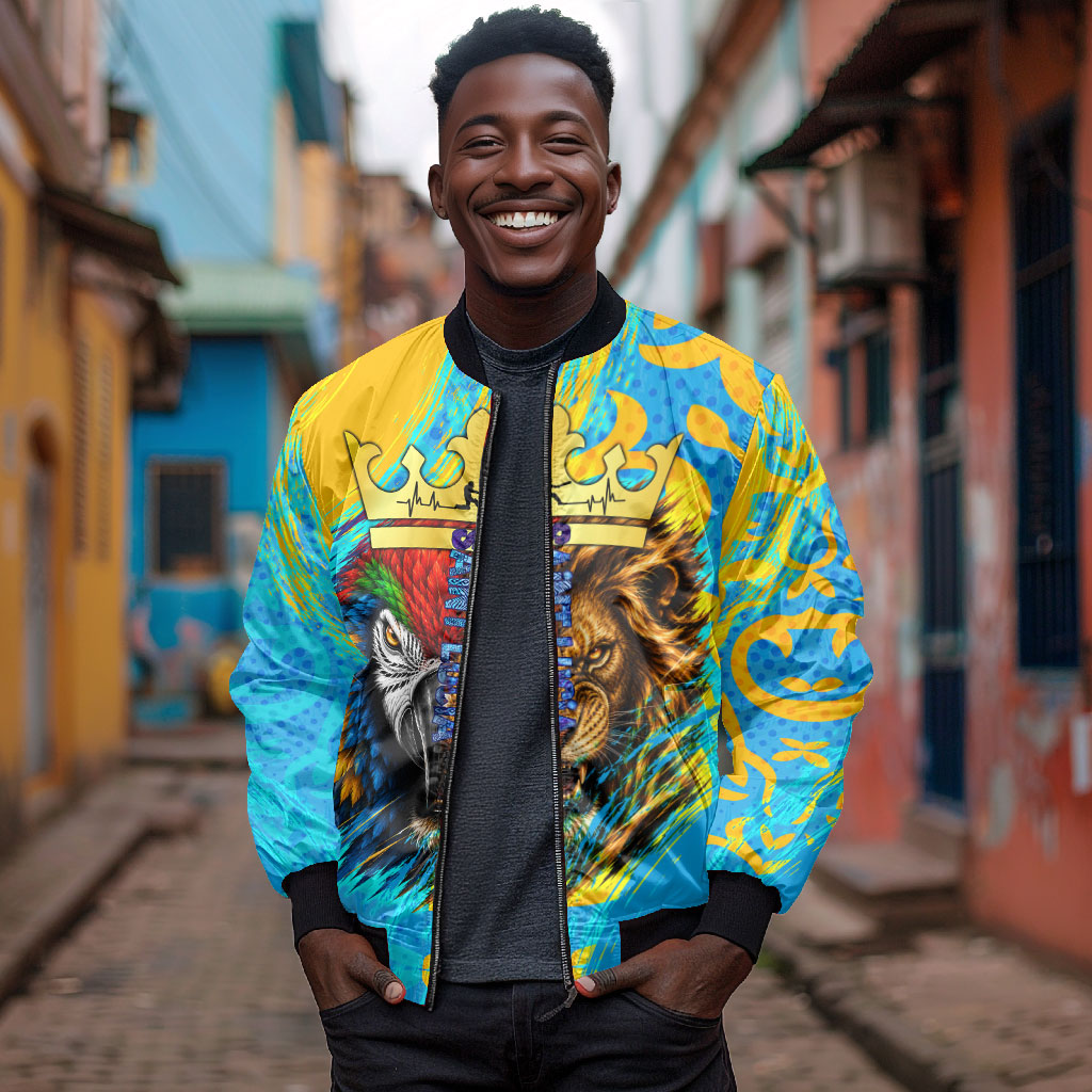 Saint Lucia Kings Cricket Bomber Jacket Crowned Lion And Parrot Half Style