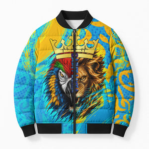 Saint Lucia Kings Cricket Bomber Puffer Jacket Crowned Lion And Parrot Half Style