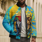 Saint Lucia Kings Cricket Bomber Puffer Jacket Crowned Lion And Parrot Half Style