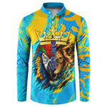 Saint Lucia Kings Cricket Button Sweatshirt Crowned Lion And Parrot Half Style