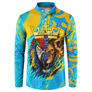 Saint Lucia Kings Cricket Button Sweatshirt Crowned Lion And Parrot Half Style