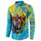 Saint Lucia Kings Cricket Button Sweatshirt Crowned Lion And Parrot Half Style
