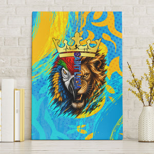 Saint Lucia Kings Cricket Canvas Wall Art Crowned Lion And Parrot Half Style