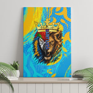 Saint Lucia Kings Cricket Canvas Wall Art Crowned Lion And Parrot Half Style