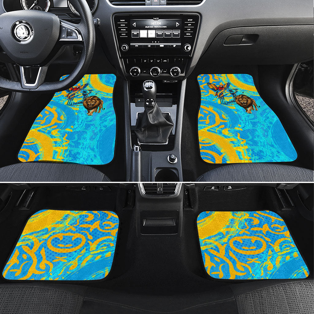 Saint Lucia Kings Cricket Car Mats Crowned Lion And Parrot Half Style