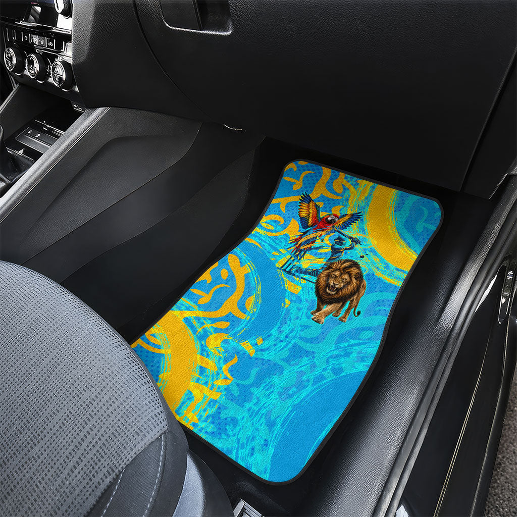 Saint Lucia Kings Cricket Car Mats Crowned Lion And Parrot Half Style