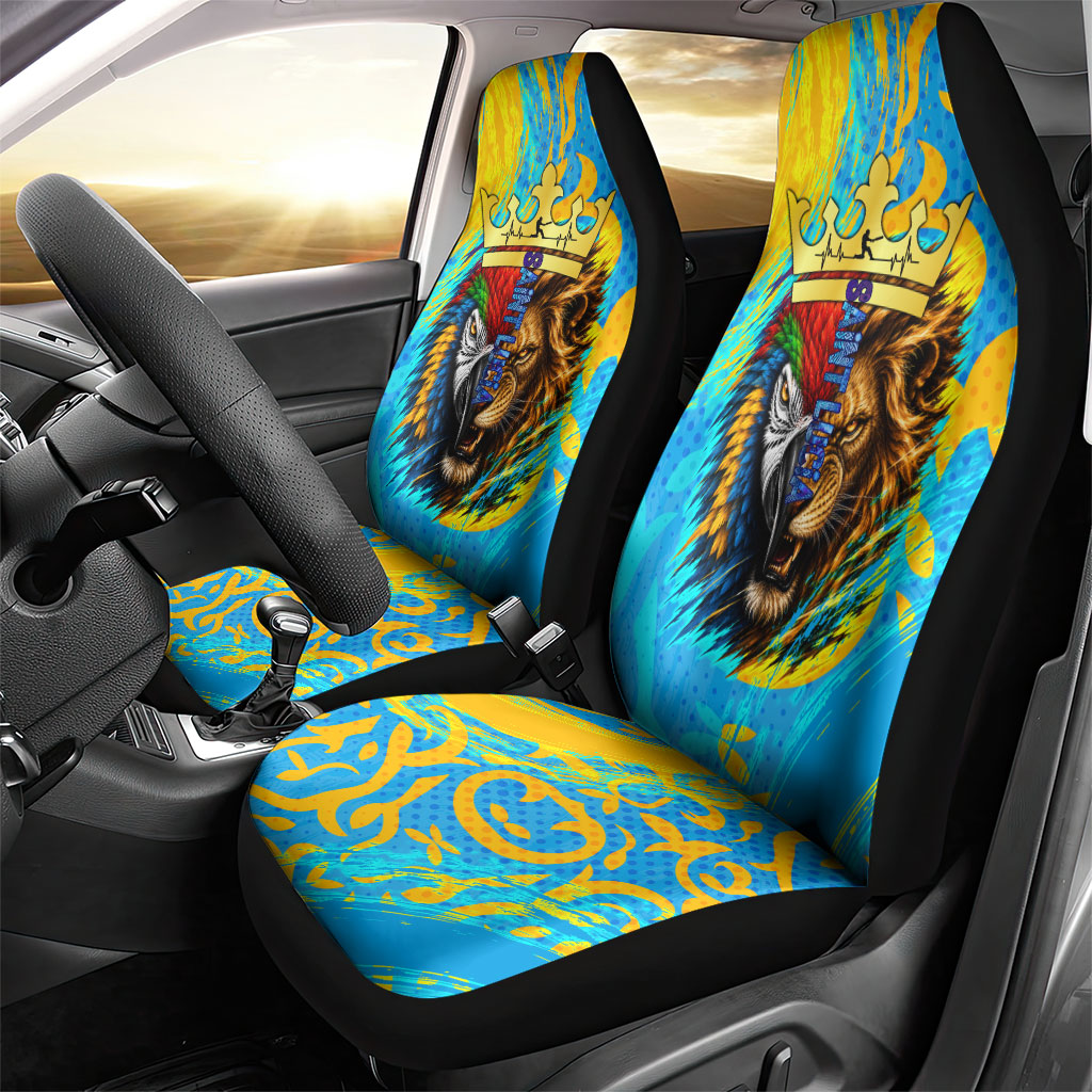 Saint Lucia Kings Cricket Car Seat Cover Crowned Lion And Parrot Half Style