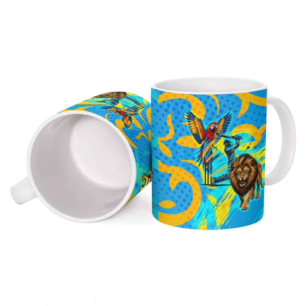 Saint Lucia Kings Cricket Ceramic Mug Crowned Lion And Parrot Half Style