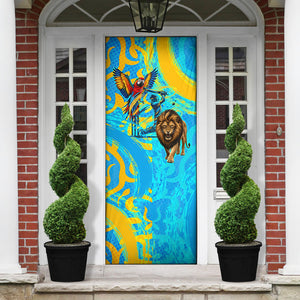 Saint Lucia Kings Cricket Door Cover Crowned Lion And Parrot Half Style