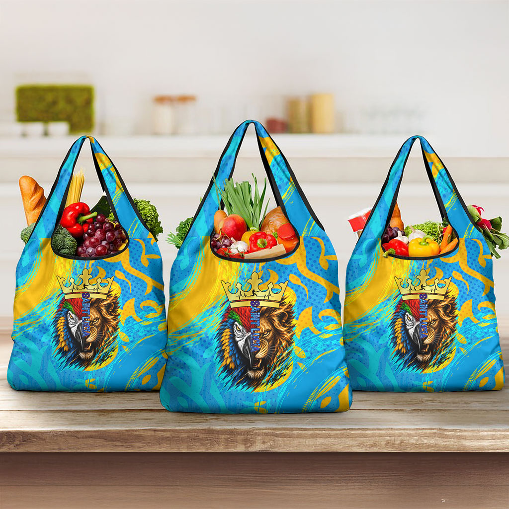 Saint Lucia Kings Cricket Grocery Bag Crowned Lion And Parrot Half Style