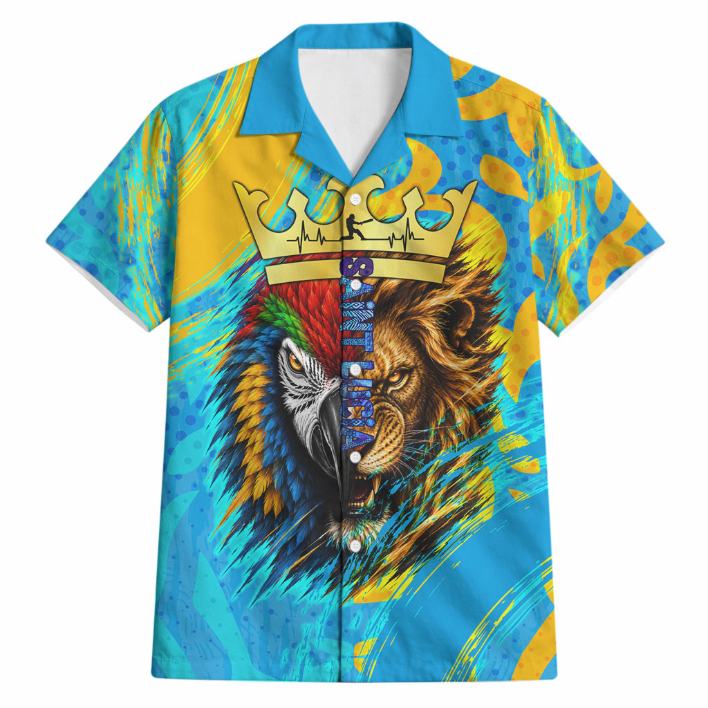 Saint Lucia Kings Cricket Hawaiian Shirt Crowned Lion And Parrot Half Style