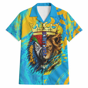 Saint Lucia Kings Cricket Hawaiian Shirt Crowned Lion And Parrot Half Style