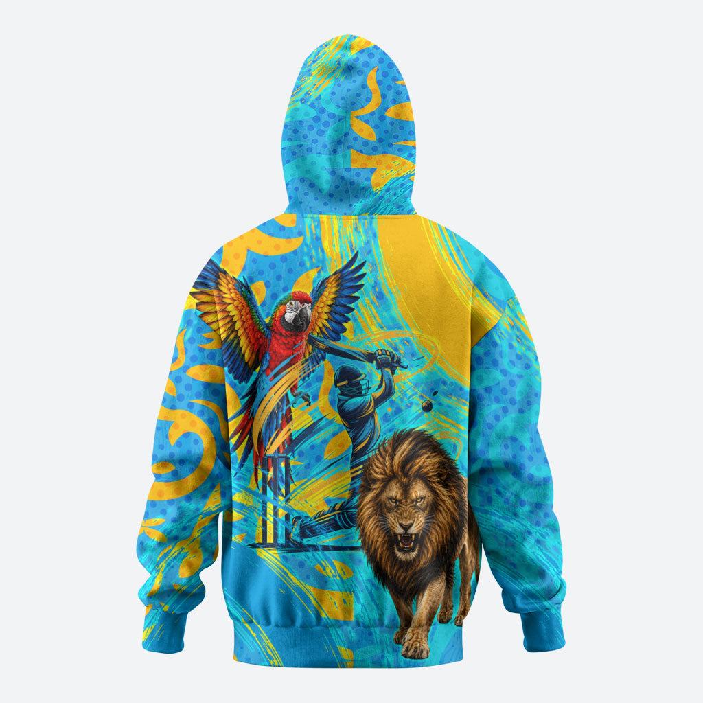 Saint Lucia Kings Cricket Hoodie Crowned Lion And Parrot Half Style