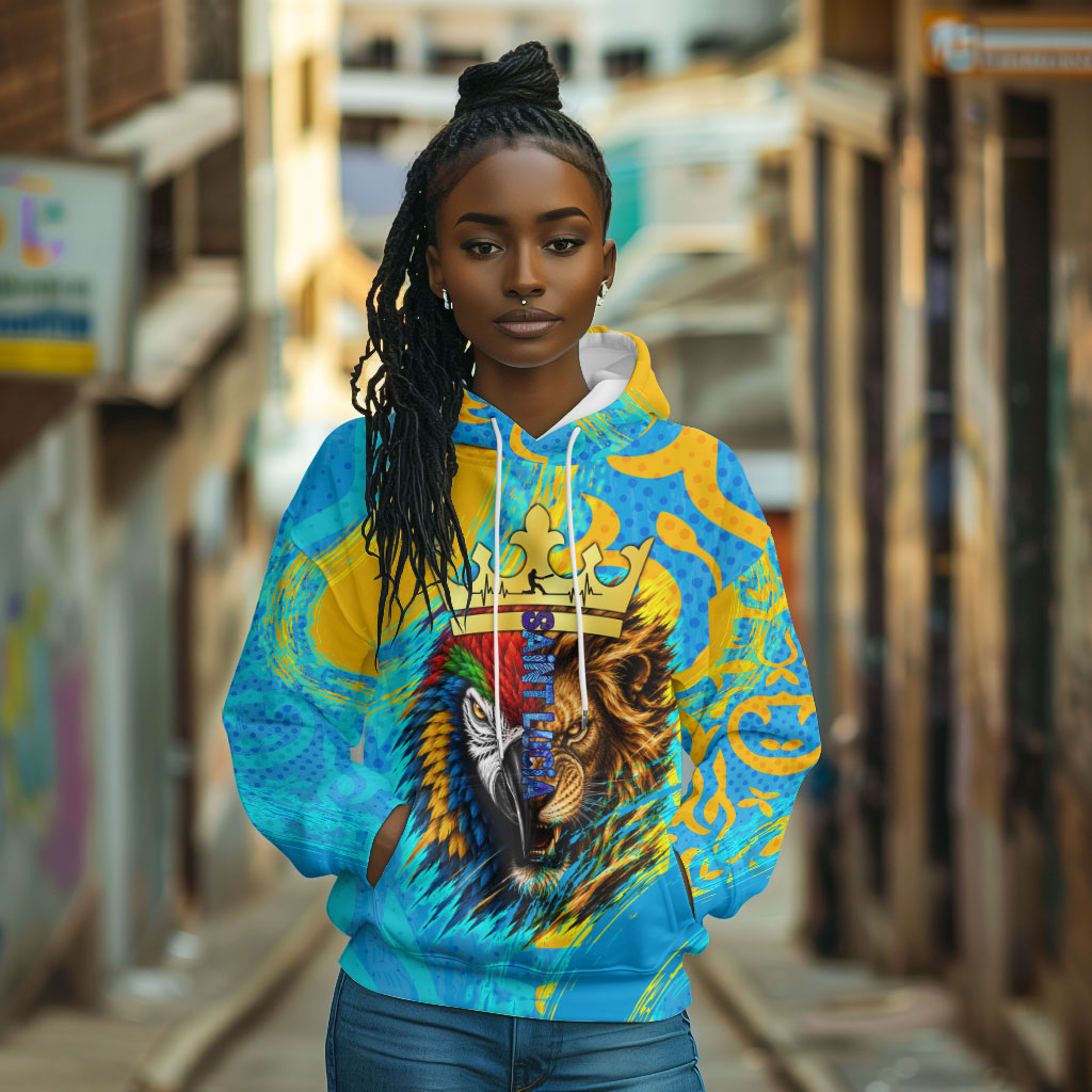 Saint Lucia Kings Cricket Hoodie Crowned Lion And Parrot Half Style