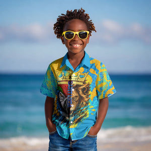 Saint Lucia Kings Cricket Kid Hawaiian Shirt Crowned Lion And Parrot Half Style