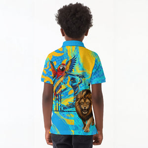 Saint Lucia Kings Cricket Kid Polo Shirt Crowned Lion And Parrot Half Style