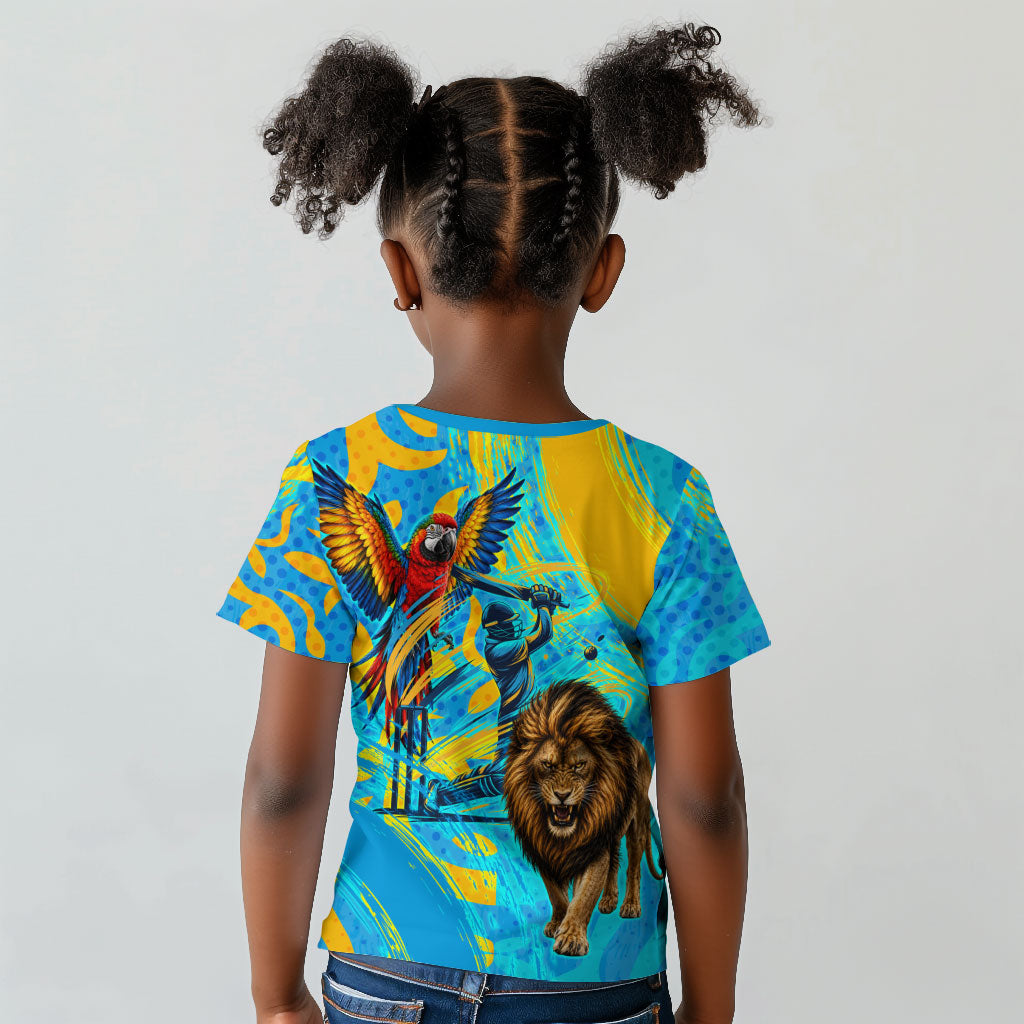 Saint Lucia Kings Cricket Kid T shirt Crowned Lion And Parrot Half Style