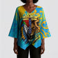 Saint Lucia Kings Cricket Kimono Sleeve Blouse Crowned Lion And Parrot Half Style