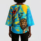 Saint Lucia Kings Cricket Kimono Sleeve Blouse Crowned Lion And Parrot Half Style