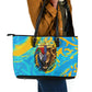 Saint Lucia Kings Cricket Leather Tote Bag Crowned Lion And Parrot Half Style