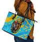 Saint Lucia Kings Cricket Leather Tote Bag Crowned Lion And Parrot Half Style
