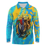 Saint Lucia Kings Cricket Long Sleeve Polo Shirt Crowned Lion And Parrot Half Style