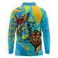 Saint Lucia Kings Cricket Long Sleeve Polo Shirt Crowned Lion And Parrot Half Style