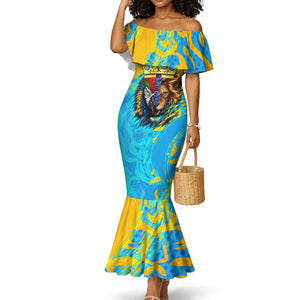 Saint Lucia Kings Cricket Mermaid Dress Crowned Lion And Parrot Half Style